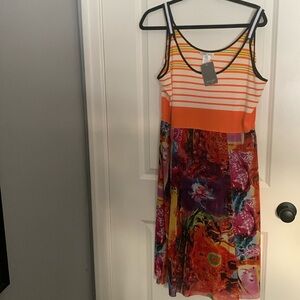 Colorful Bohemian Striped and Floral Dress